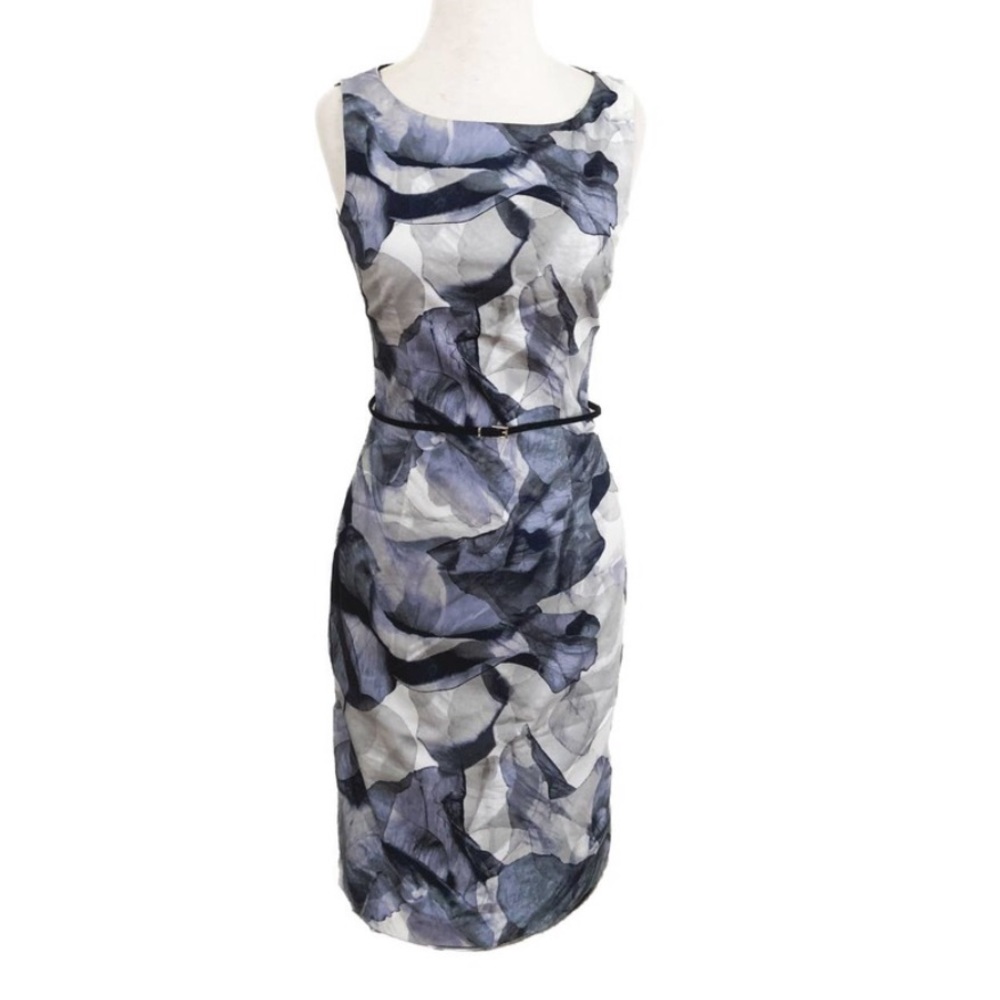 Hugo Boss Dinoma Watercolor Sheath Sleeveless Work Dress US 2 Cotton Blend